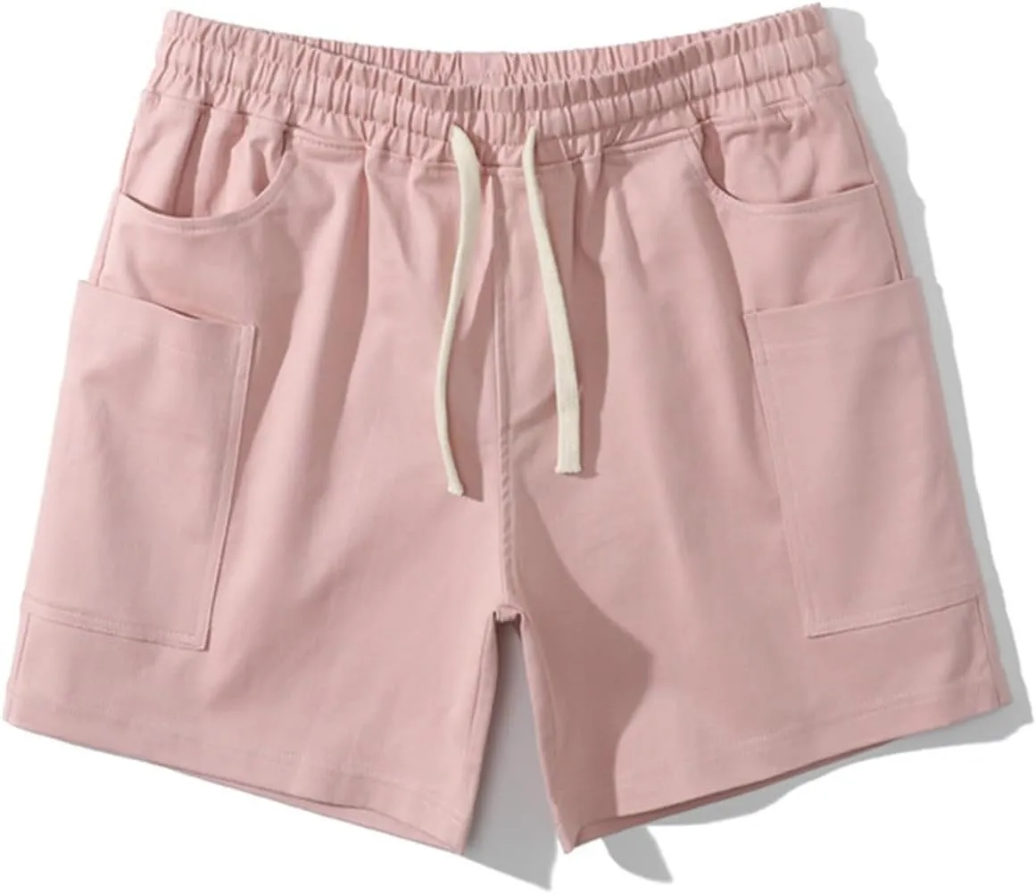 Lastesso Running Shorts Men Casual Flat Front Shorts Cotton Lightweight Running Shorts with Pockets Athletic Shorts Summer