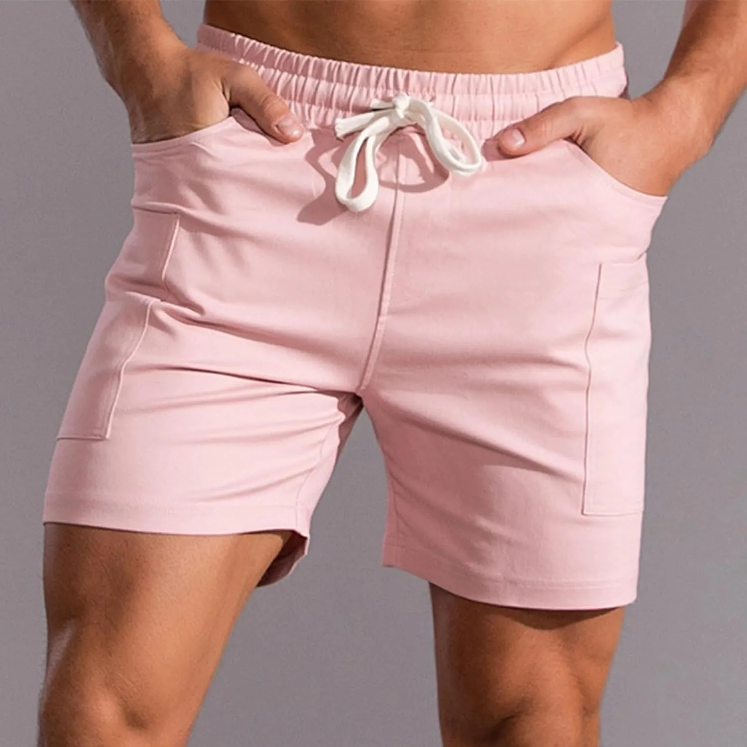 Lastesso Running Shorts Men Casual Flat Front Shorts Cotton Lightweight Running Shorts with Pockets Athletic Shorts Summer