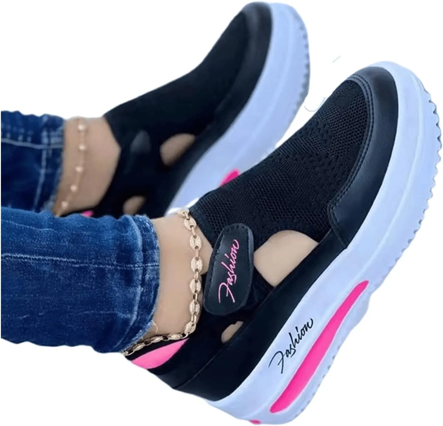 Lausiuoe Women's Fashion Sneakers Slip On Low Top Leather Shoes Casual Lightweight Comfortable Walking Flat Loafers