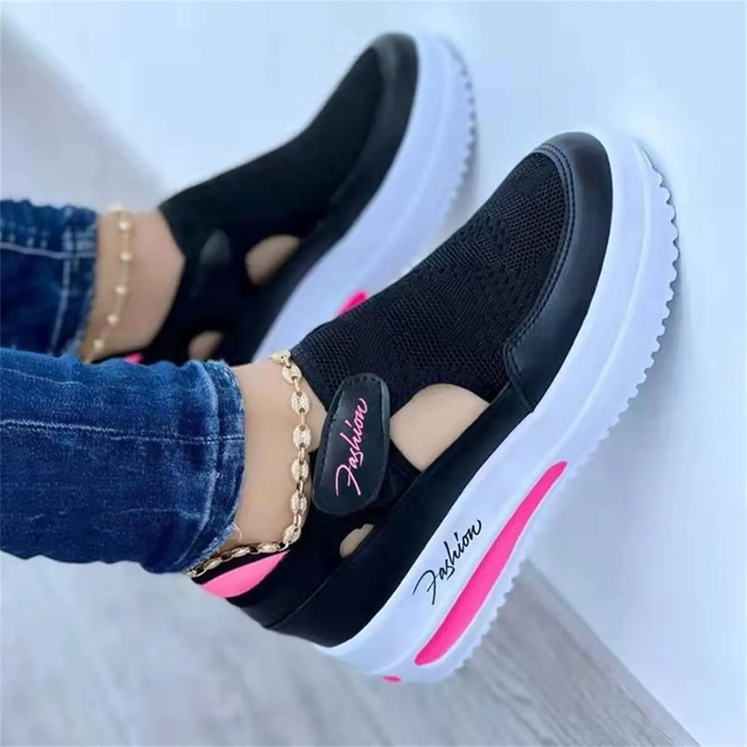 Lausiuoe Women's Fashion Sneakers Slip On Low Top Leather Shoes Casual Lightweight Comfortable Walking Flat Loafers