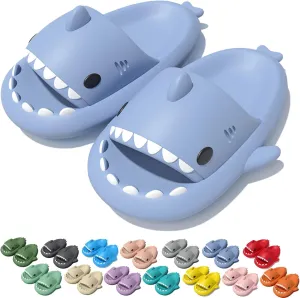 LELEBEAR Shark Slides for Women Men Summer Novelty Open Toe Cloud Shark Slide Sandals Soft Anti-slip Shark Slippers