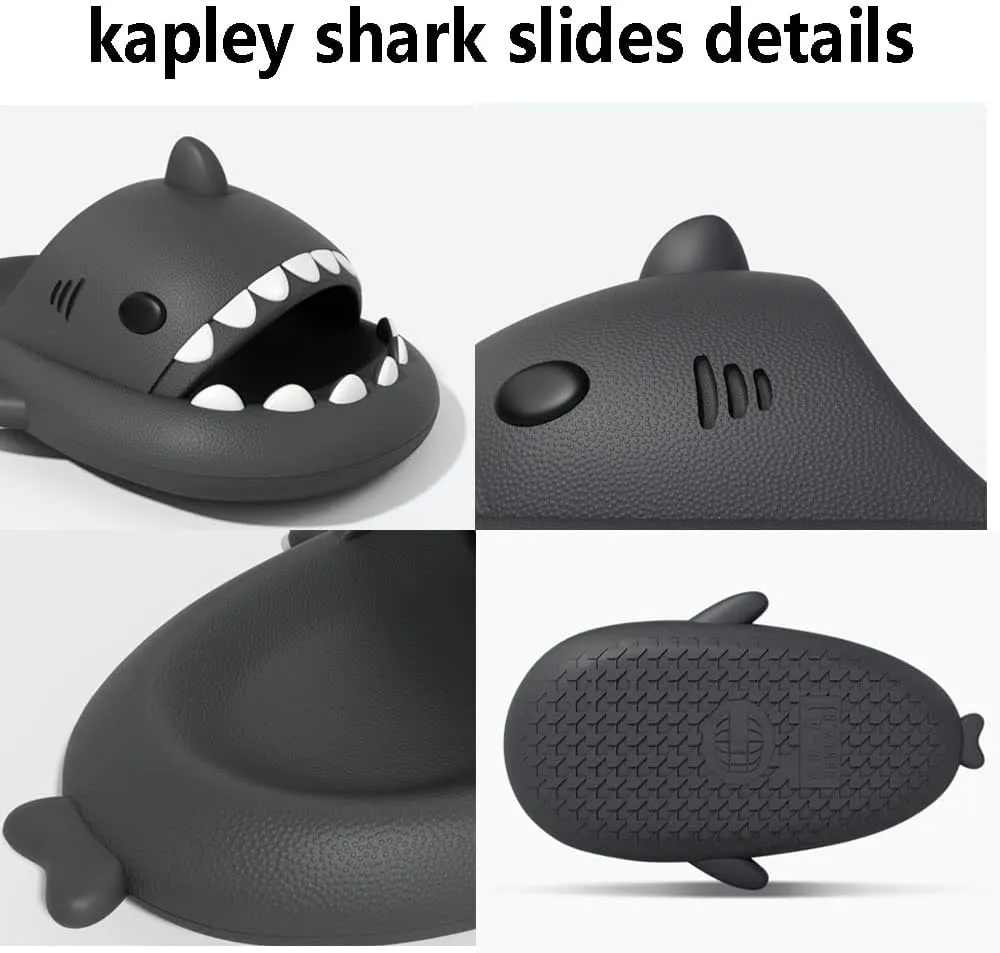 LELEBEAR Shark Slides for Women Men Summer Novelty Open Toe Cloud Shark Slide Sandals Soft Anti-slip Shark Slippers