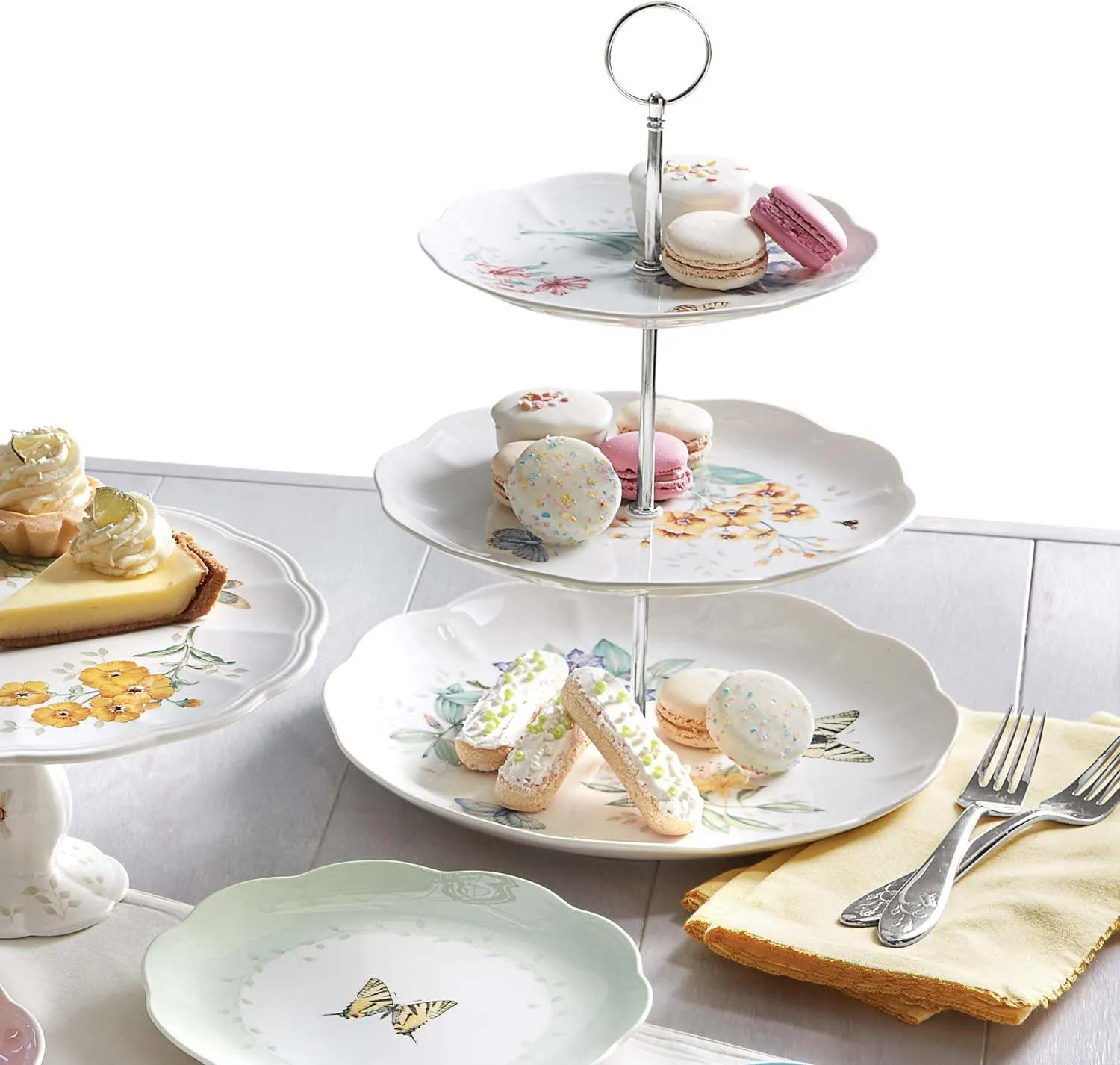 Lenox Butterfly Meadow 3-Tiered Server, 4.10 LB, Multi
