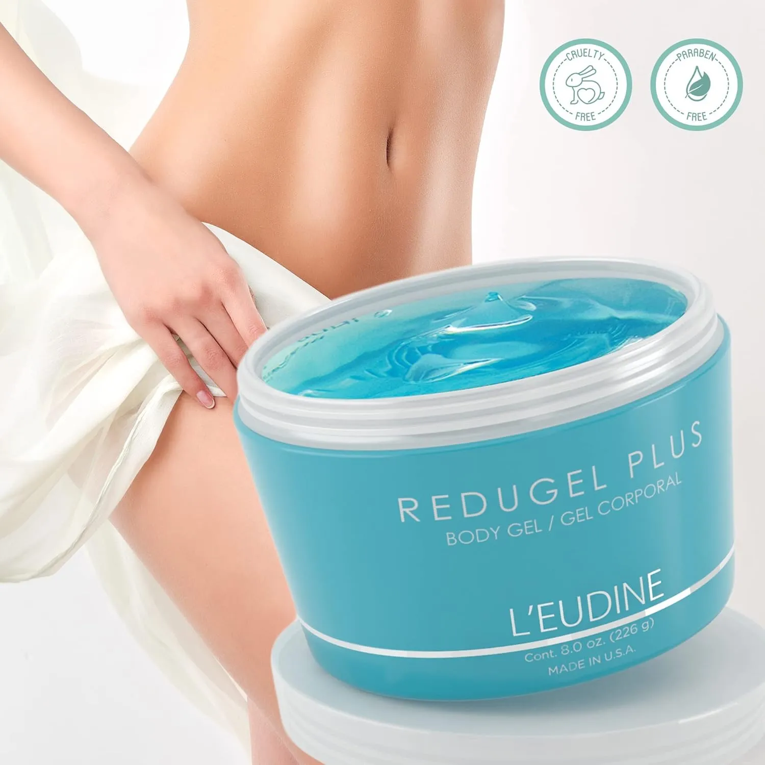 L’EUDINE Redugel Plus Skin Tightening Cream – Pack of 3 – 8oz Anti Cellulite Cream with Mint Oil, Field Horsetail, Marine Algae, Maca Extract – Powerful Non-Greasy Formula – Firming and Toned Skin
