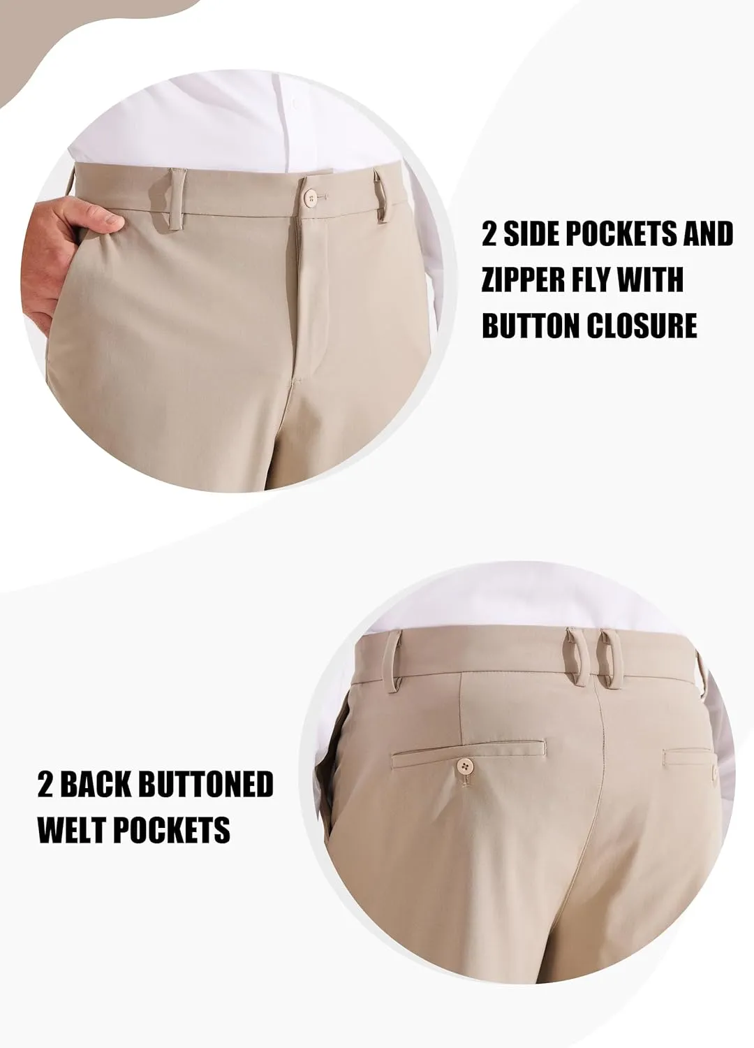 Libin Men's Golf Pants Classic Fit Flat Front Work Dress Pants 29" 31" 33" Stretch Casual Pants Lightweight with Pockets