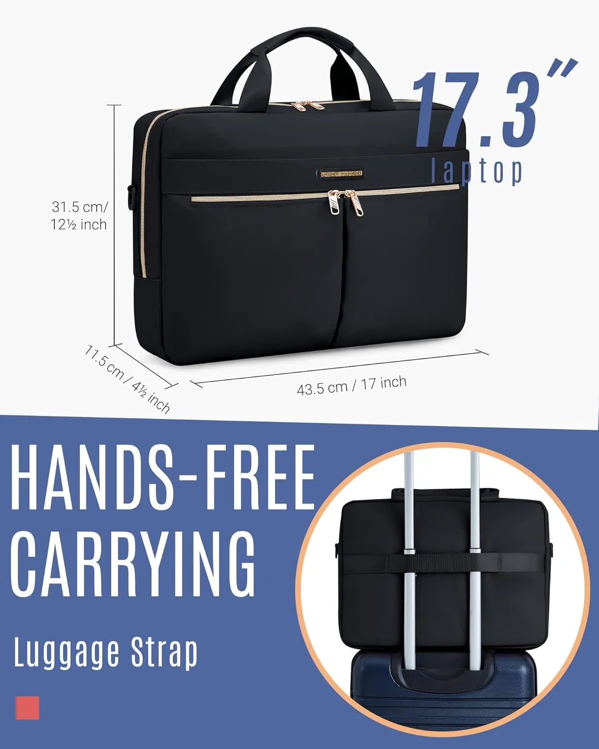 LIGHT FLIGHT 15.6/17.3 Inch Laptop Bag, Briefcase for Women, Large Laptop Case Computer Bag Office Travel Business, Nylon