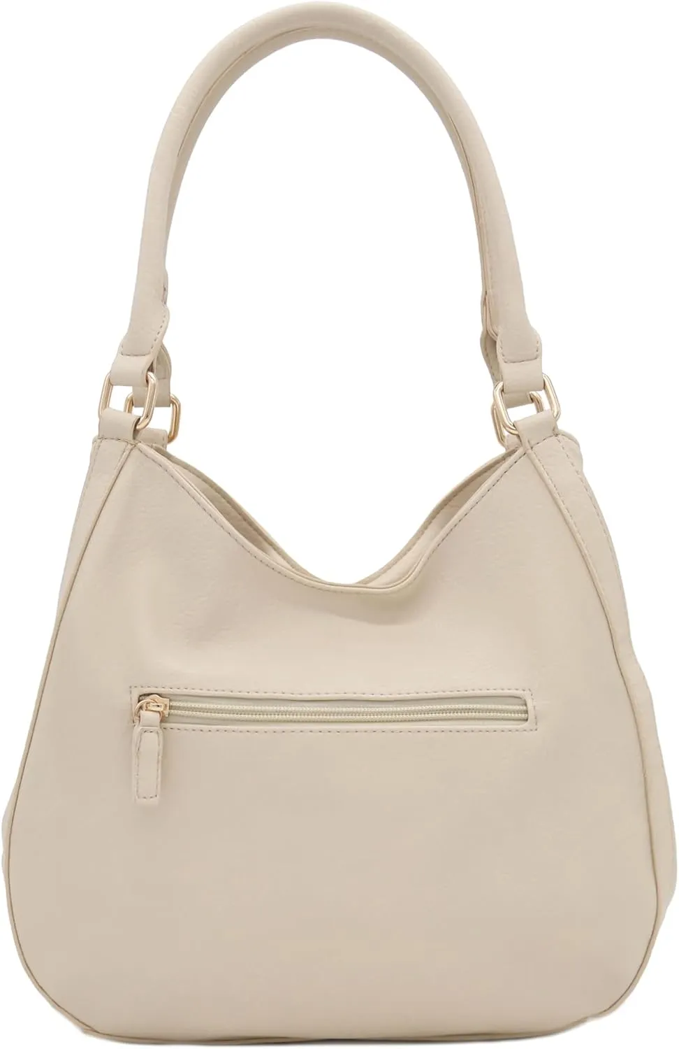 Lightweight 3 Compartment Faux Leather Medium Hobo Bag