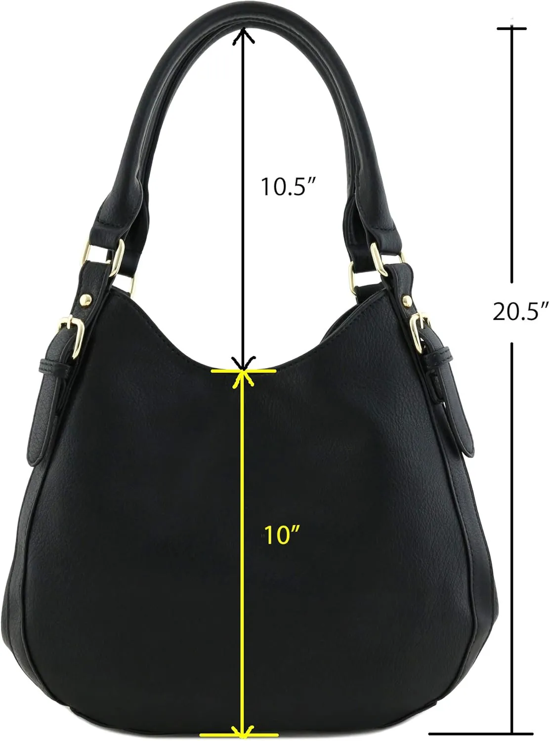 Lightweight 3 Compartment Faux Leather Medium Hobo Bag