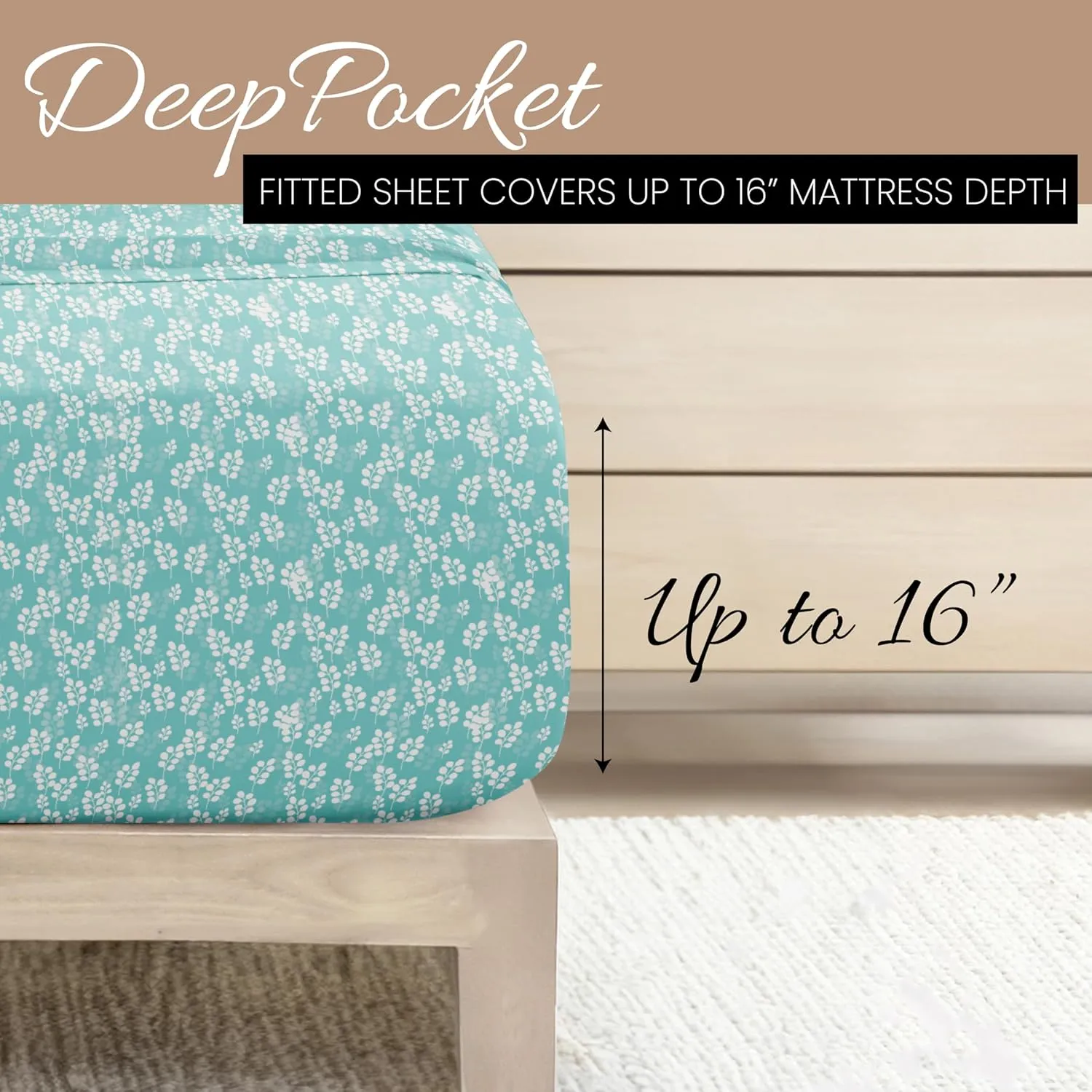 Linen Market Double-Brushed Patterned Microfiber Twin Sheet Set 3 Piece – Oeko-TEX Certified Ultra Soft & Wrinkle-Free - 16" Deep Pocket Sheets - Easy Care Twin Size - Wheatfield Pale Blue