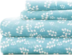 Linen Market Double-Brushed Patterned Microfiber Twin Sheet Set 3 Piece – Oeko-TEX Certified Ultra Soft & Wrinkle-Free - 16" Deep Pocket Sheets - Easy Care Twin Size - Wheatfield Pale Blue