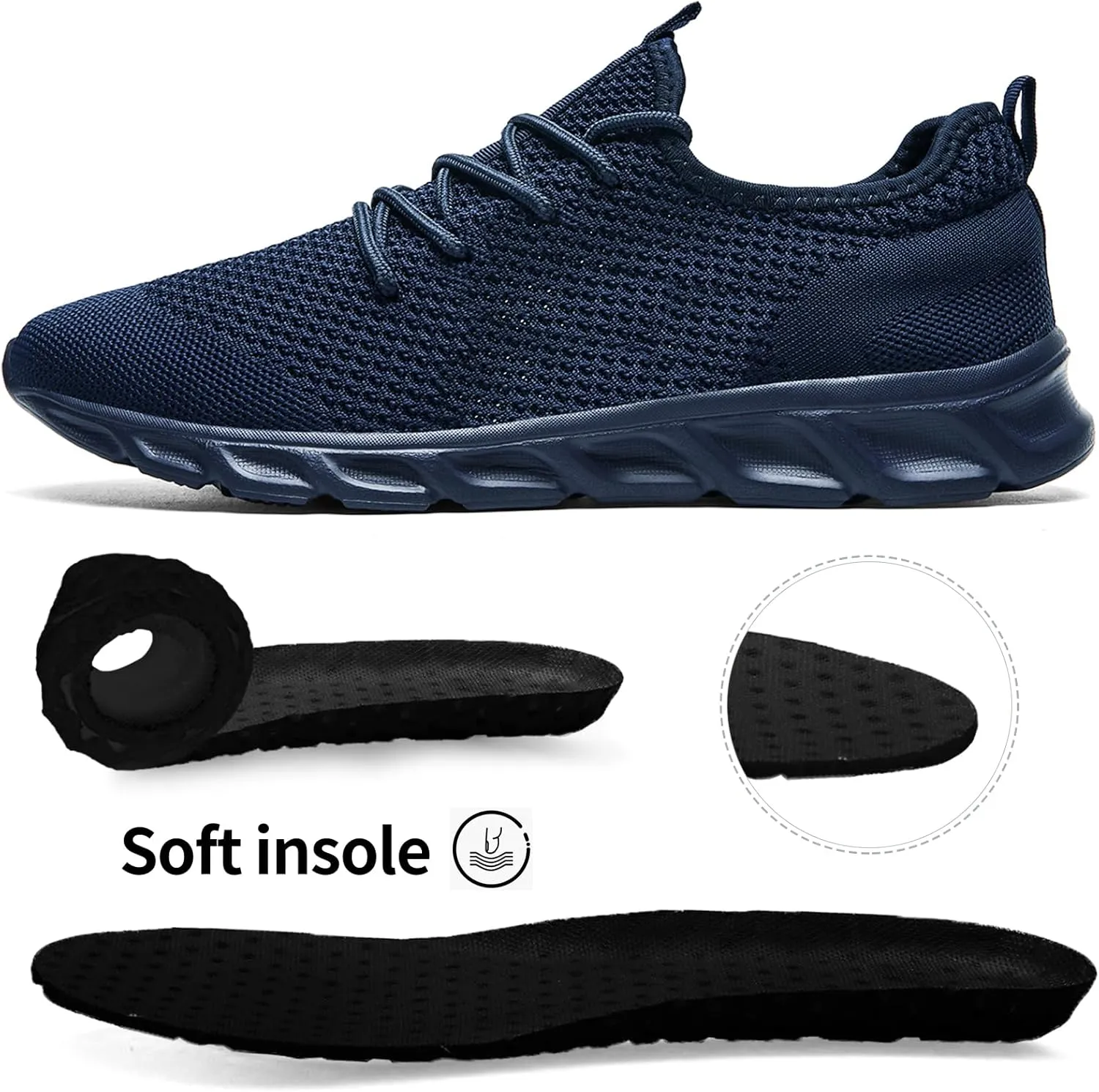 Linenghs Mens Running Shoes Tennis Gym Sneakers Casual Slip On Walking Lightweight Athletic Workout Breathable Fashion Sports Shoes