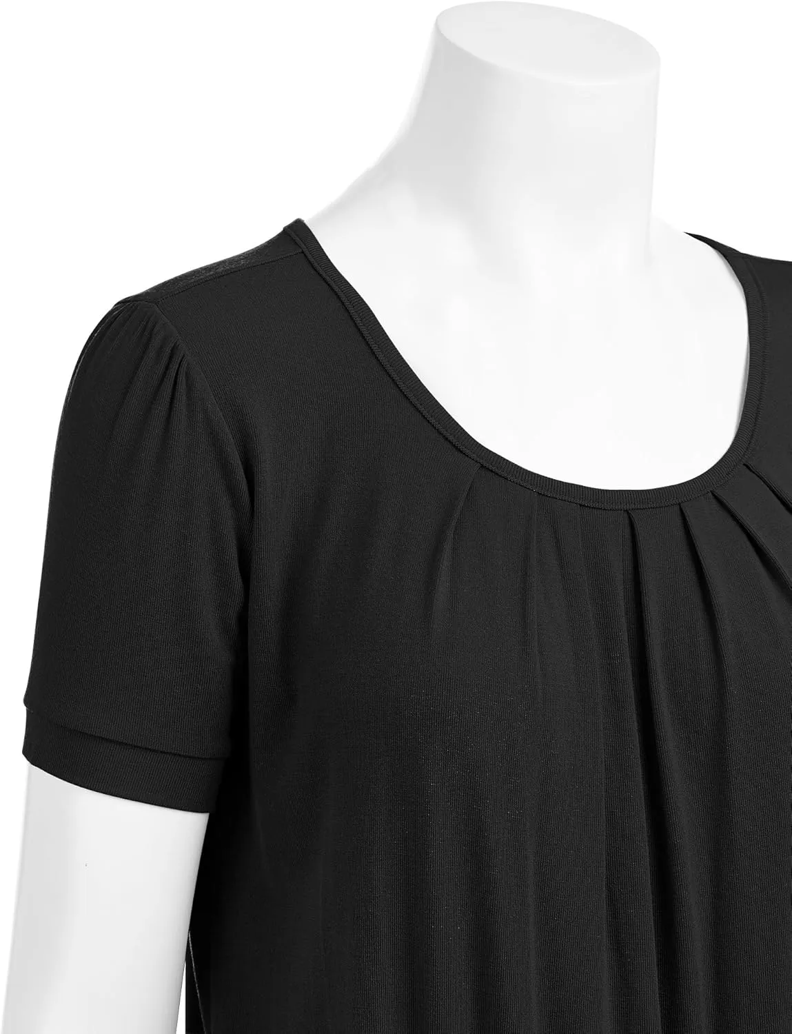 LL Womens Scoop Neck Short Sleeve Front Pleated Tunic - Made in USA