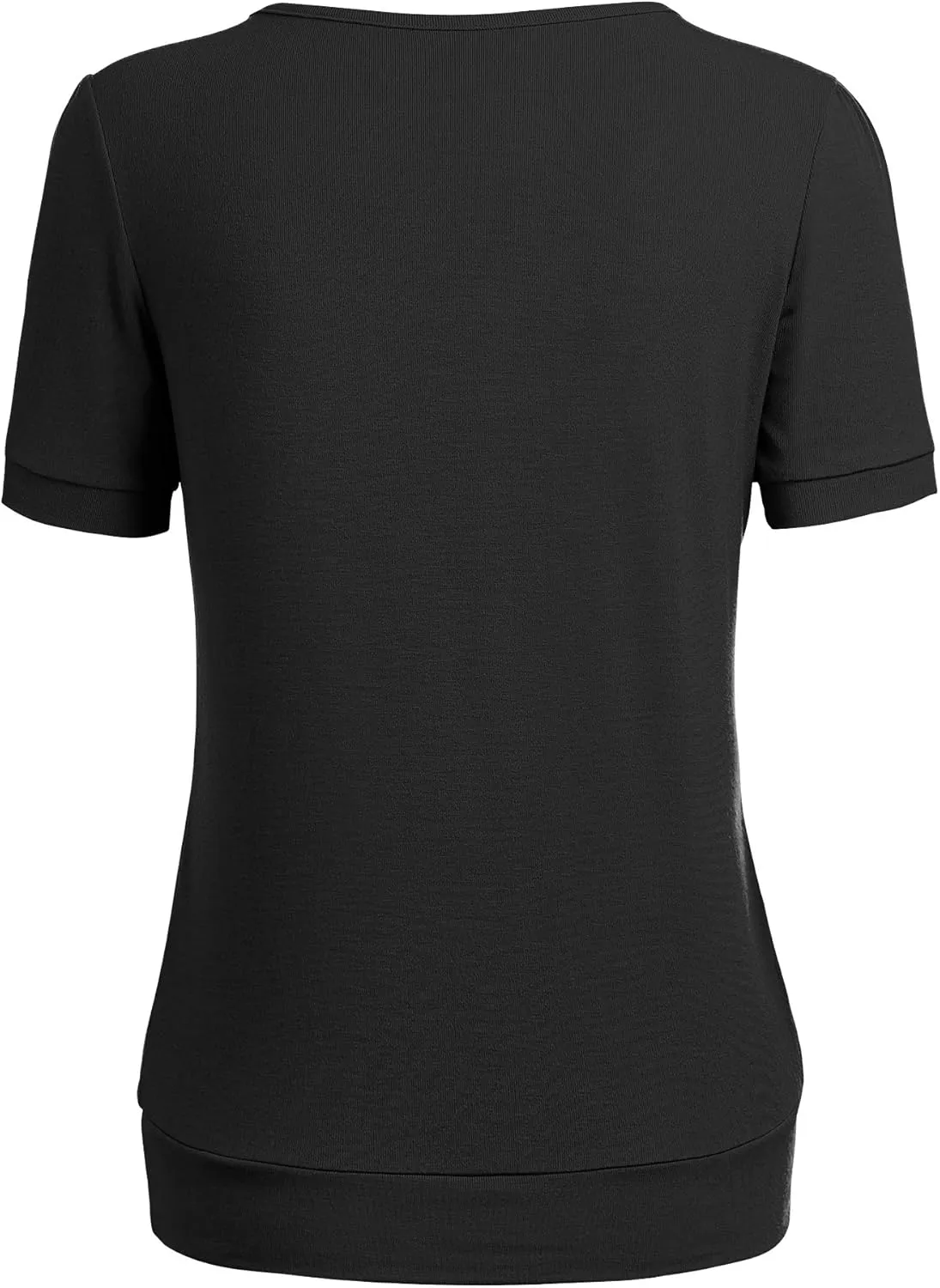 LL Womens Scoop Neck Short Sleeve Front Pleated Tunic - Made in USA
