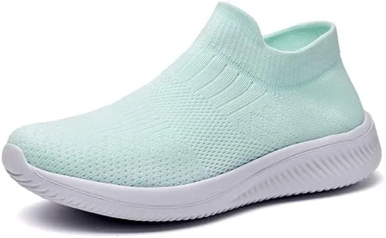 LLTMALL Women's Sock Walking Sneakers Lightweight Breathable Slip On Knitted Mesh Shoes for Outdoor