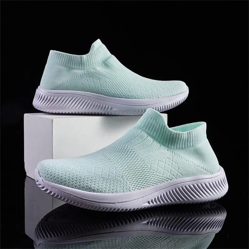 LLTMALL Women's Sock Walking Sneakers Lightweight Breathable Slip On Knitted Mesh Shoes for Outdoor
