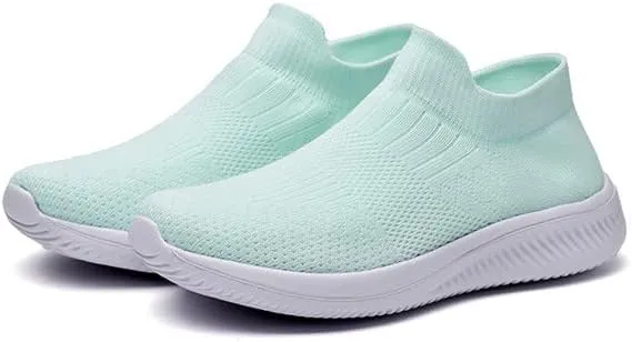 LLTMALL Women's Sock Walking Sneakers Lightweight Breathable Slip On Knitted Mesh Shoes for Outdoor