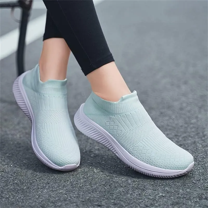 LLTMALL Women's Sock Walking Sneakers Lightweight Breathable Slip On Knitted Mesh Shoes for Outdoor