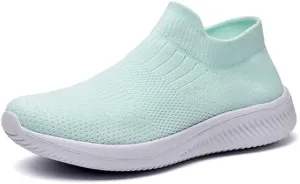 LLTMALL Women's Sock Walking Sneakers Lightweight Breathable Slip On Knitted Mesh Shoes for Outdoor