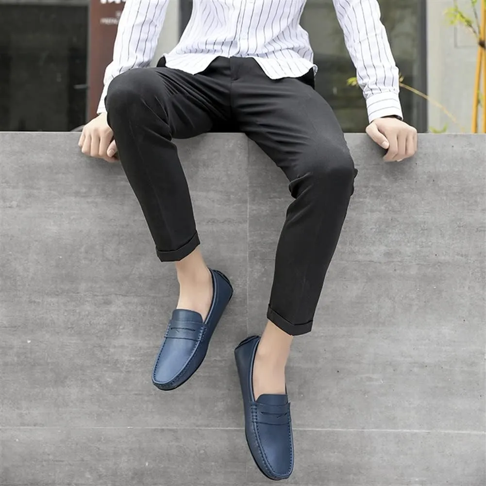 Loafer Shoes for Men Genuine Leather Stitching Details Penny Loafer Flat Heel Comfortable Flexible Driving Slip On for Any Attire