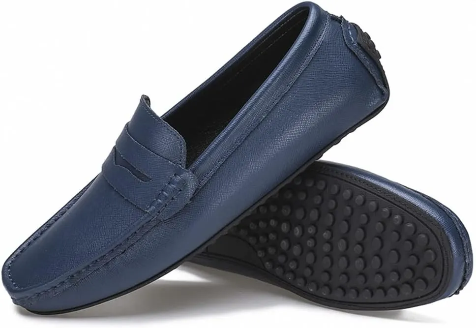 Loafer Shoes for Men Genuine Leather Stitching Details Penny Loafer Flat Heel Comfortable Flexible Driving Slip On for Any Attire