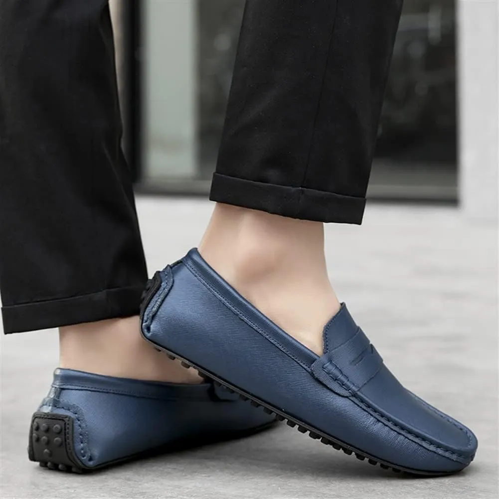 Loafer Shoes for Men Genuine Leather Stitching Details Penny Loafer Flat Heel Comfortable Flexible Driving Slip On for Any Attire