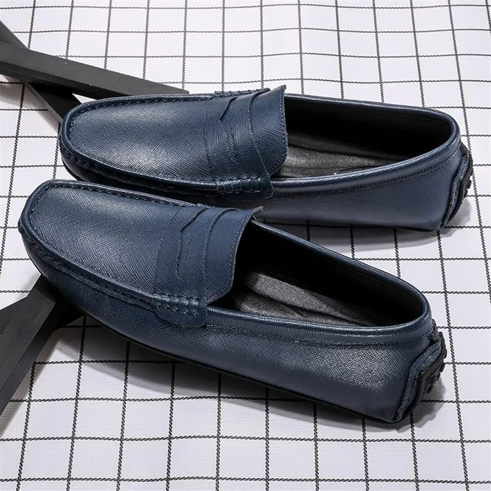 Loafer Shoes for Men Genuine Leather Stitching Details Penny Loafer Flat Heel Comfortable Flexible Driving Slip On for Any Attire