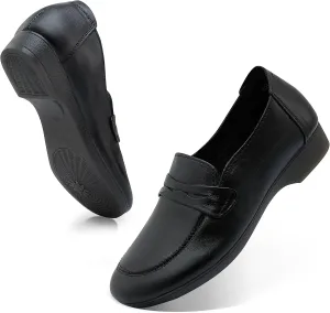 Loafers for Women Slip-Ons Genuine Leather Platfor Penny Loafers Shoes Rubber Sole No Slip