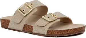 LONDON FOG Womens Wendee Sandals with Cork. Laides Slide Sandals With Double Buckle Strap Platform Sandal