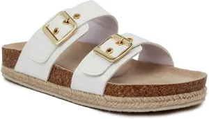 LONDON FOG Womens Wendee Sandals with Cork. Laides Slide Sandals With Double Buckle Strap Platform Sandal