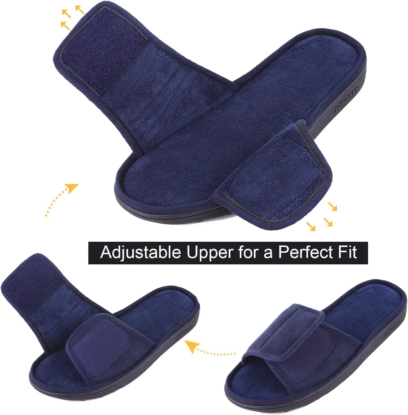 LongBay Men's Comfy Memory Foam Slide Slippers Breathable Micro Suede House Shoes
