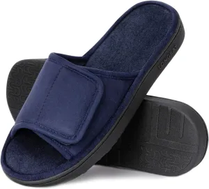 LongBay Men's Comfy Memory Foam Slide Slippers Breathable Micro Suede House Shoes
