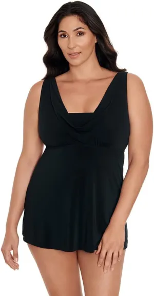 Longitude Women's Swimwear Cowl Neck Soft Cup Long Torso Swimdress