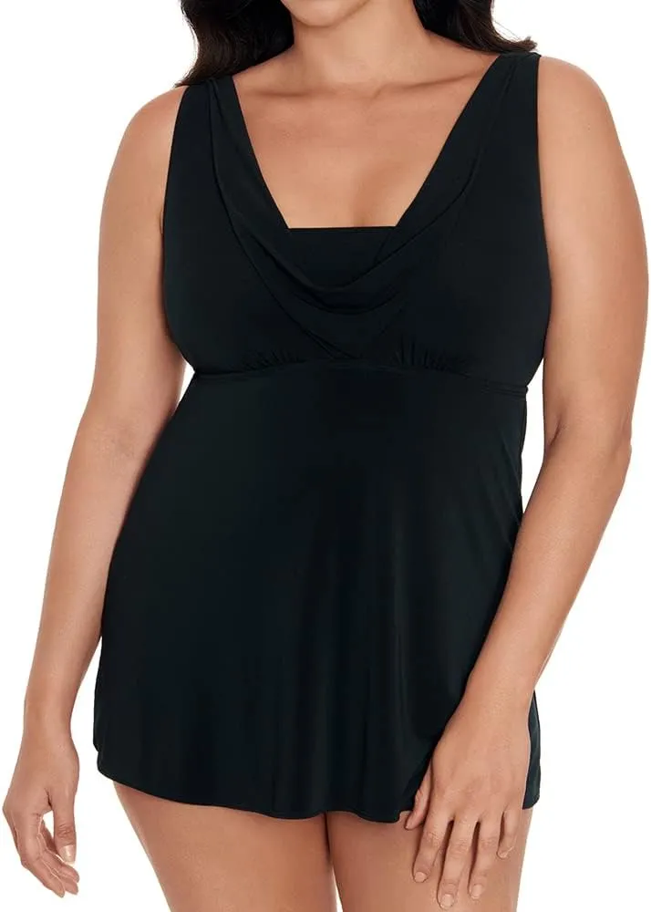 Longitude Women's Swimwear Cowl Neck Soft Cup Long Torso Swimdress