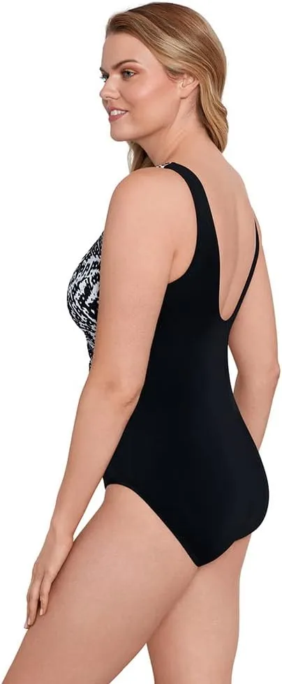 Longitude Women's Swimwear Side Tie Draped Surplice One Piece Swimsuit