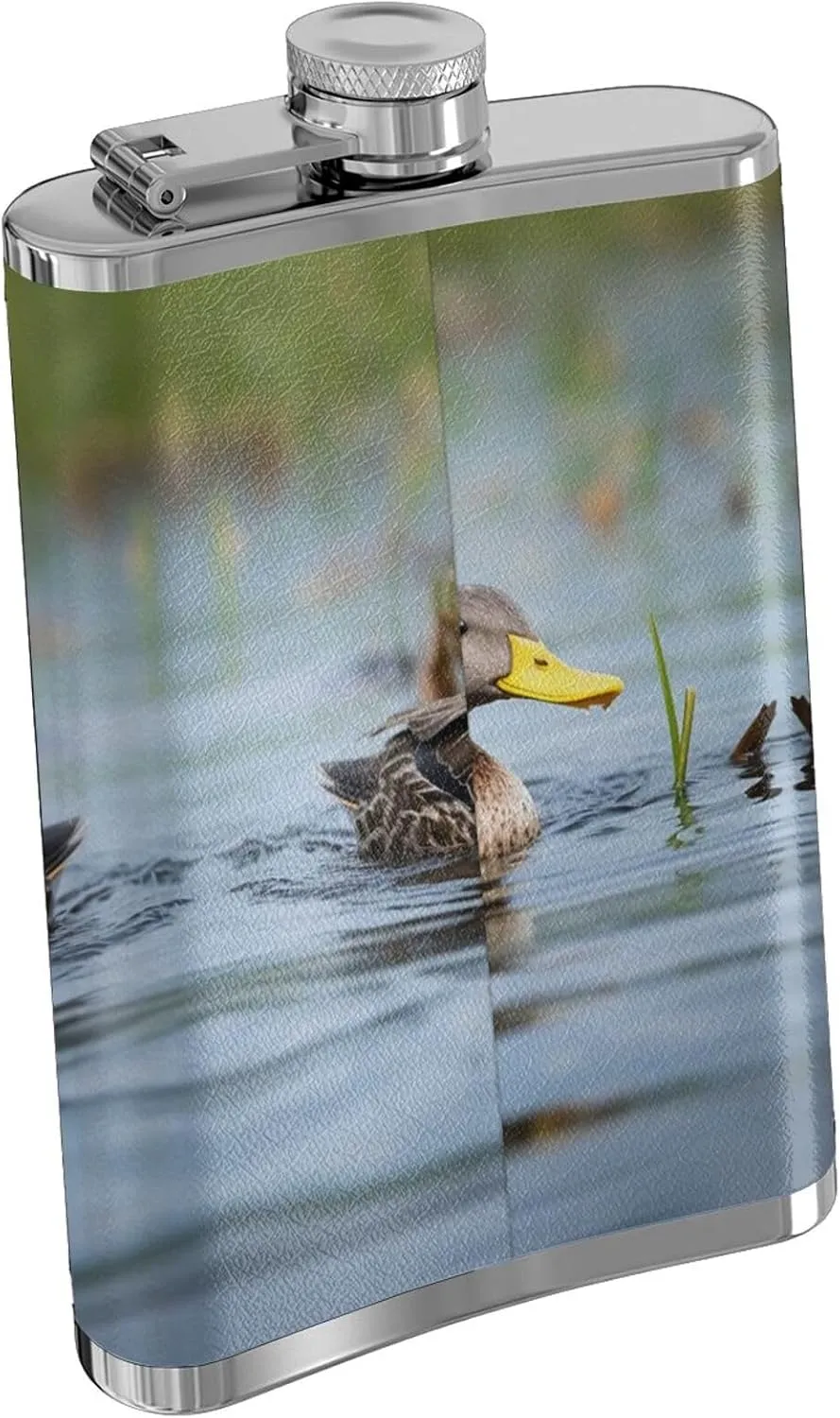 Loon Birds Portable Stainless Steel Small Flagon, Outdoor Flat Pocket Liquor Flask Wine Pot Hip Flask