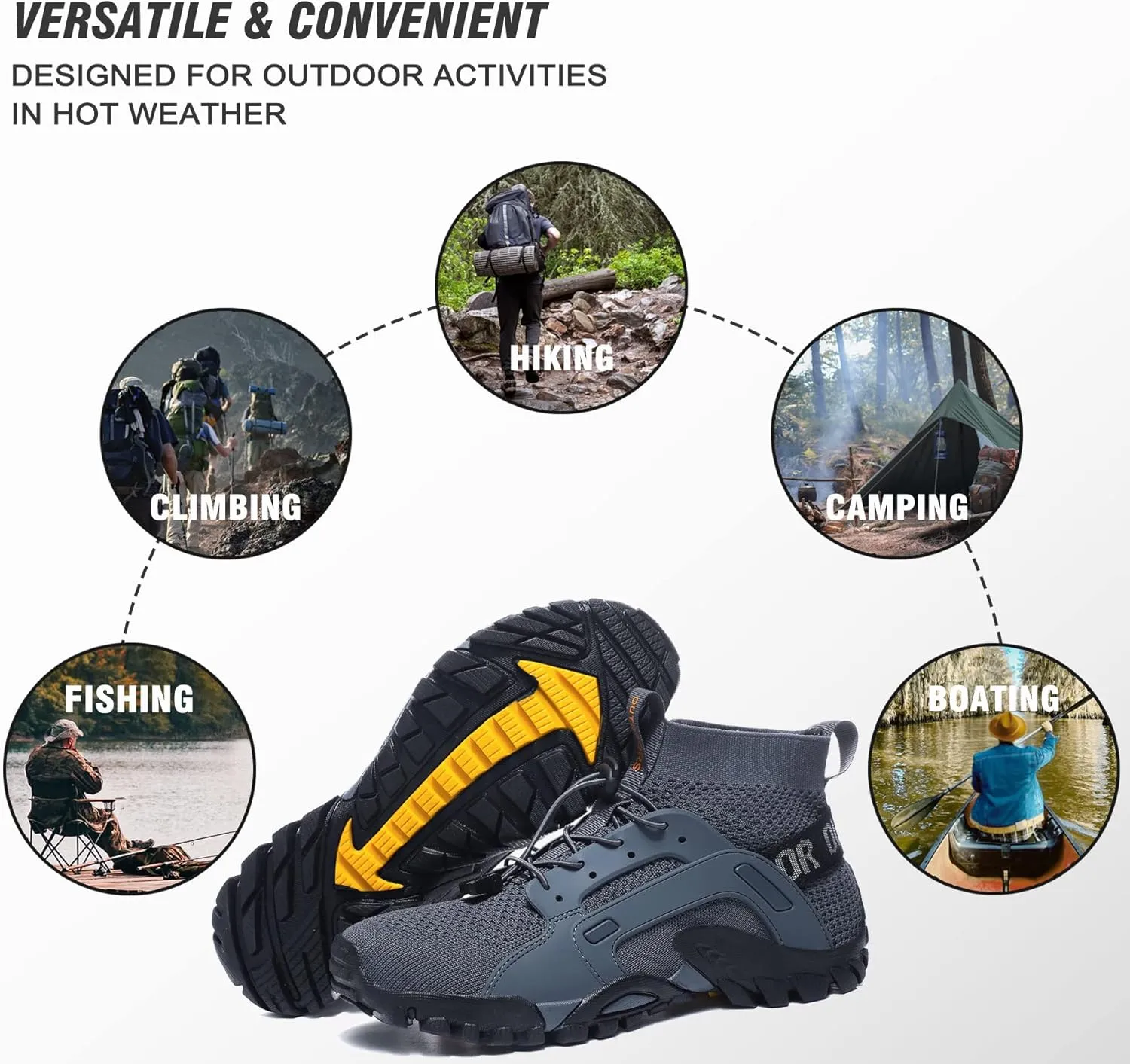 LOUECHY Men's Hiking Shoes Slip-On Walking Shoes Breathable Sock Sneakers
