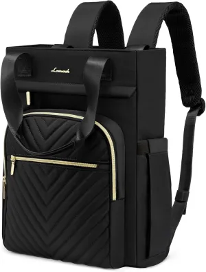 LOVEVOOK Laptop Backpack for Women, 15.6 Inch Work Business Laptop Bag, Wide Top Open Teacher Nurse Bag with USB Port, Waterproof Computer Backpack Purse for travel, Black