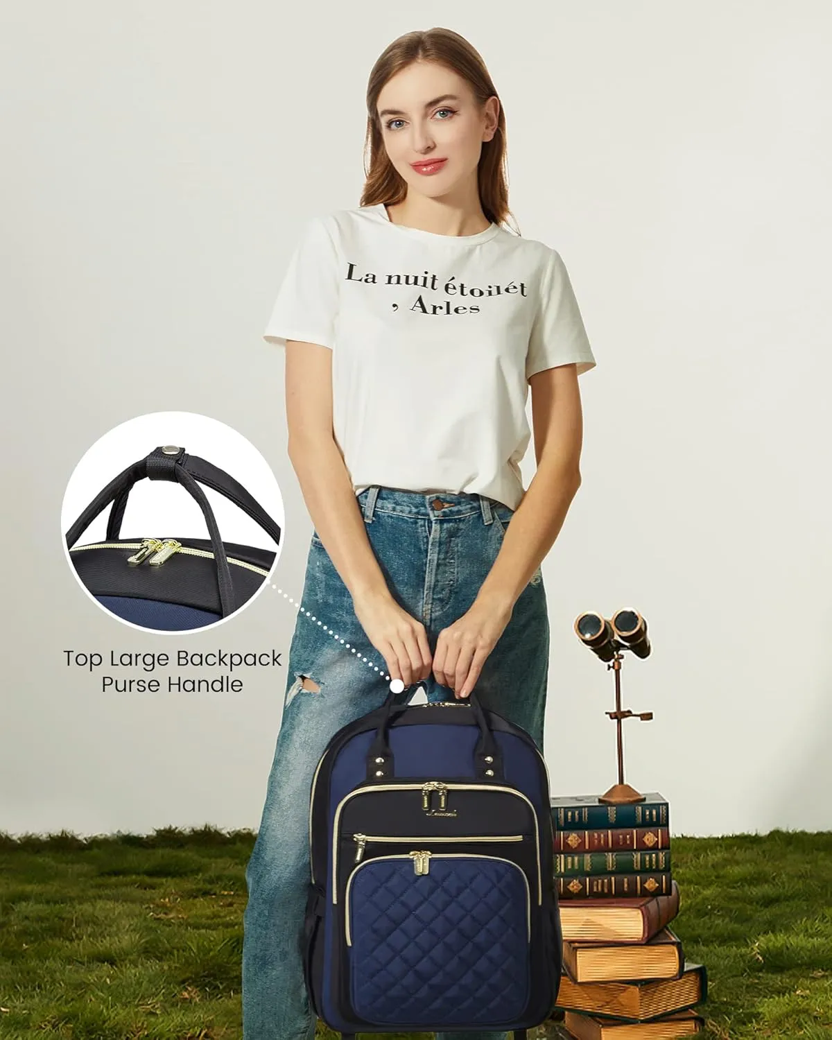 LOVEVOOK Laptop Backpack for Women, Fashion Travel Work Commuter Backpack Purse with USB Port, Lightweight Casual Daypacks, Nurse Teacher College Computer Bag, Fit 15.6" Laptop