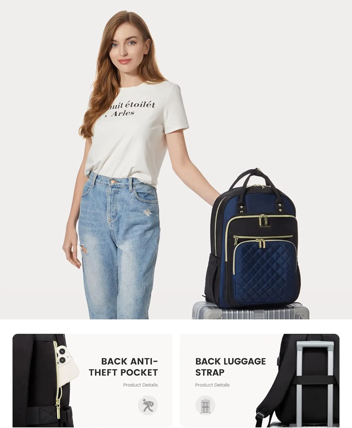 LOVEVOOK Laptop Backpack for Women, Fashion Travel Work Commuter Backpack Purse with USB Port, Lightweight Casual Daypacks, Nurse Teacher College Computer Bag, Fit 15.6" Laptop