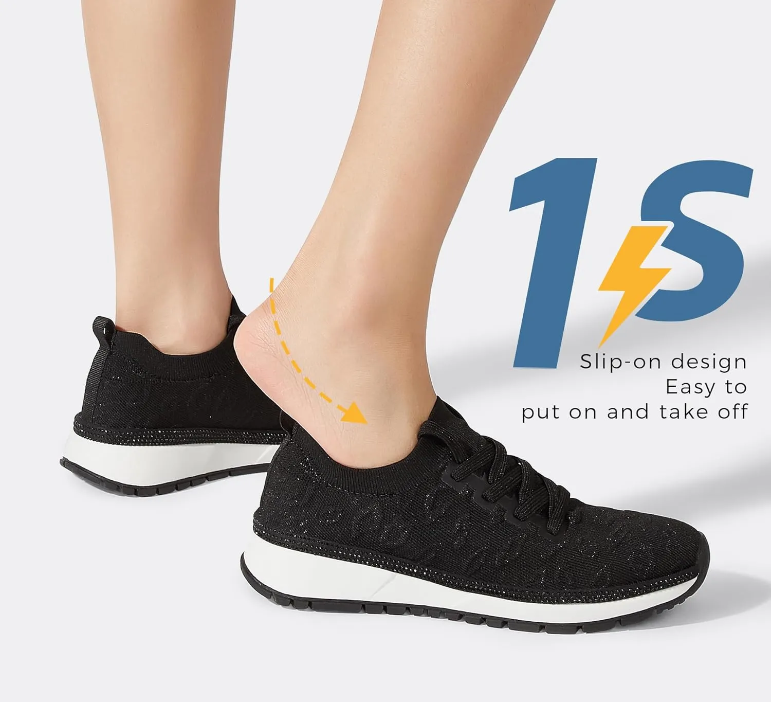 LUCKY STEP Women 's Mesh Slip on Sneaker Elastic Sock Knit Comfortable Breathable Lightweight Fashion Casual Walking Shoes