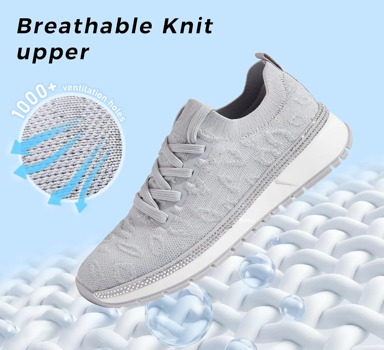 LUCKY STEP Women 's Mesh Slip on Sneaker Elastic Sock Knit Comfortable Breathable Lightweight Fashion Casual Walking Shoes