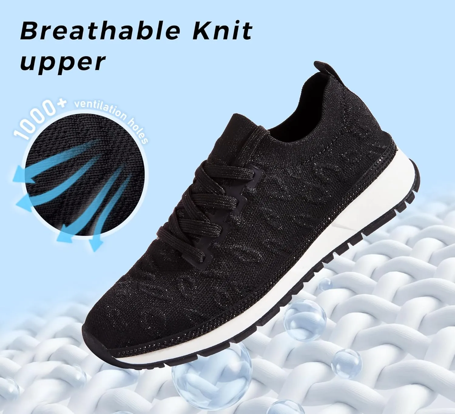 LUCKY STEP Women 's Mesh Slip on Sneaker Elastic Sock Knit Comfortable Breathable Lightweight Fashion Casual Walking Shoes