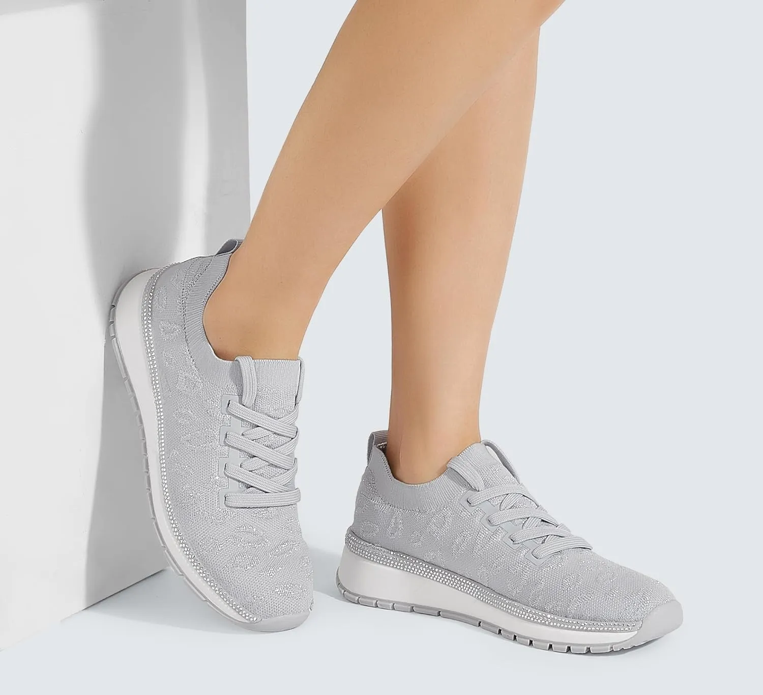 LUCKY STEP Women 's Mesh Slip on Sneaker Elastic Sock Knit Comfortable Breathable Lightweight Fashion Casual Walking Shoes
