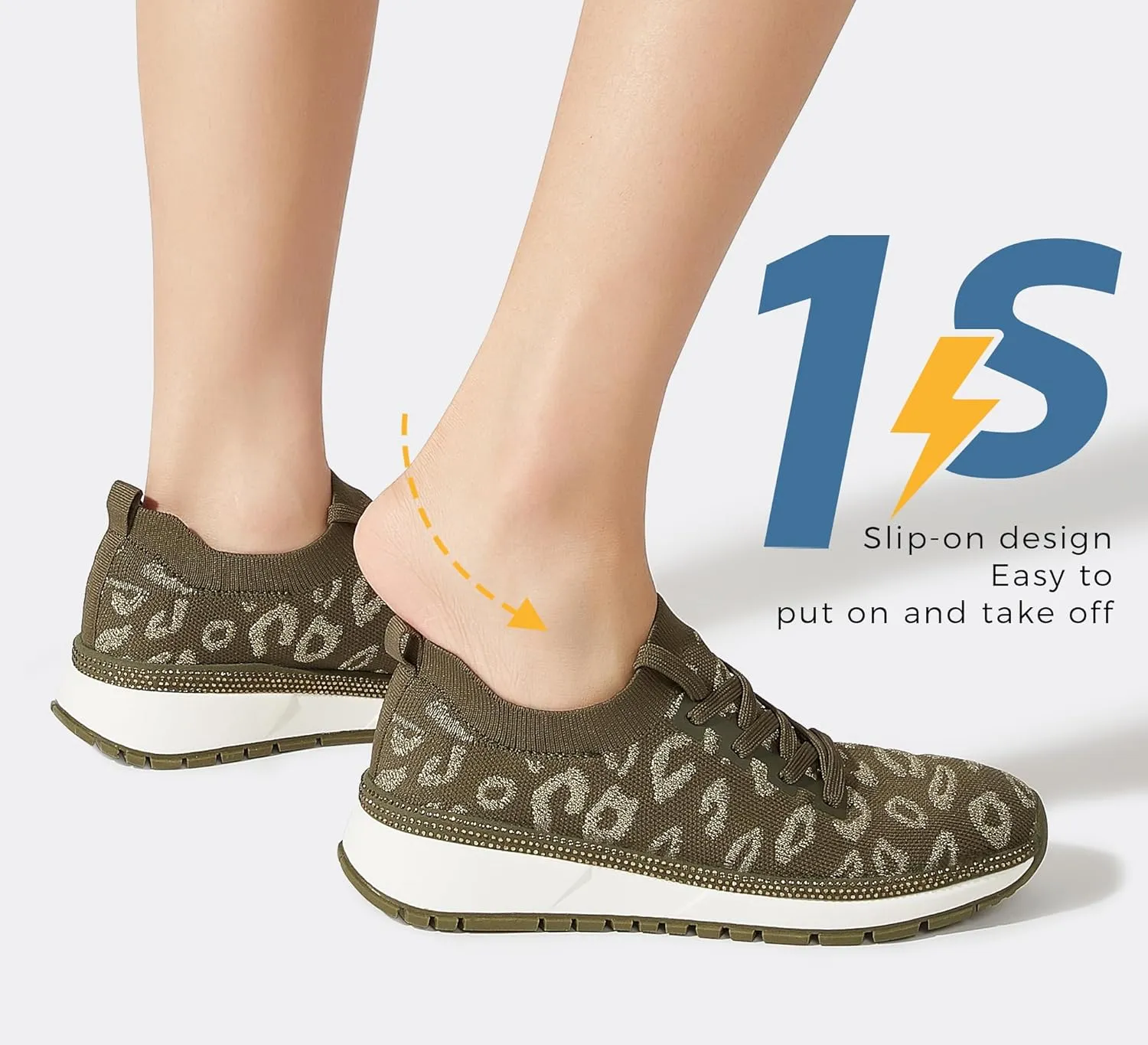 LUCKY STEP Women 's Mesh Slip on Sneaker Elastic Sock Knit Comfortable Breathable Lightweight Fashion Casual Walking Shoes