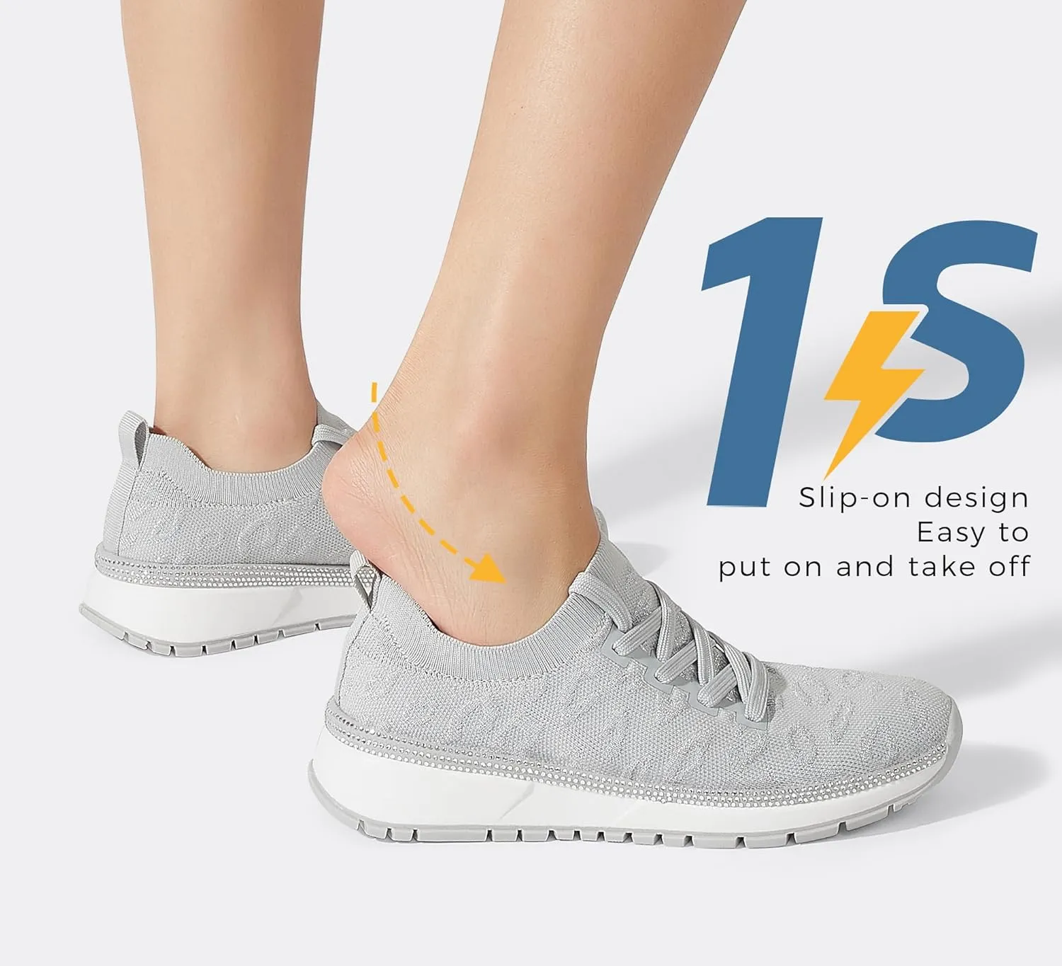 LUCKY STEP Women 's Mesh Slip on Sneaker Elastic Sock Knit Comfortable Breathable Lightweight Fashion Casual Walking Shoes