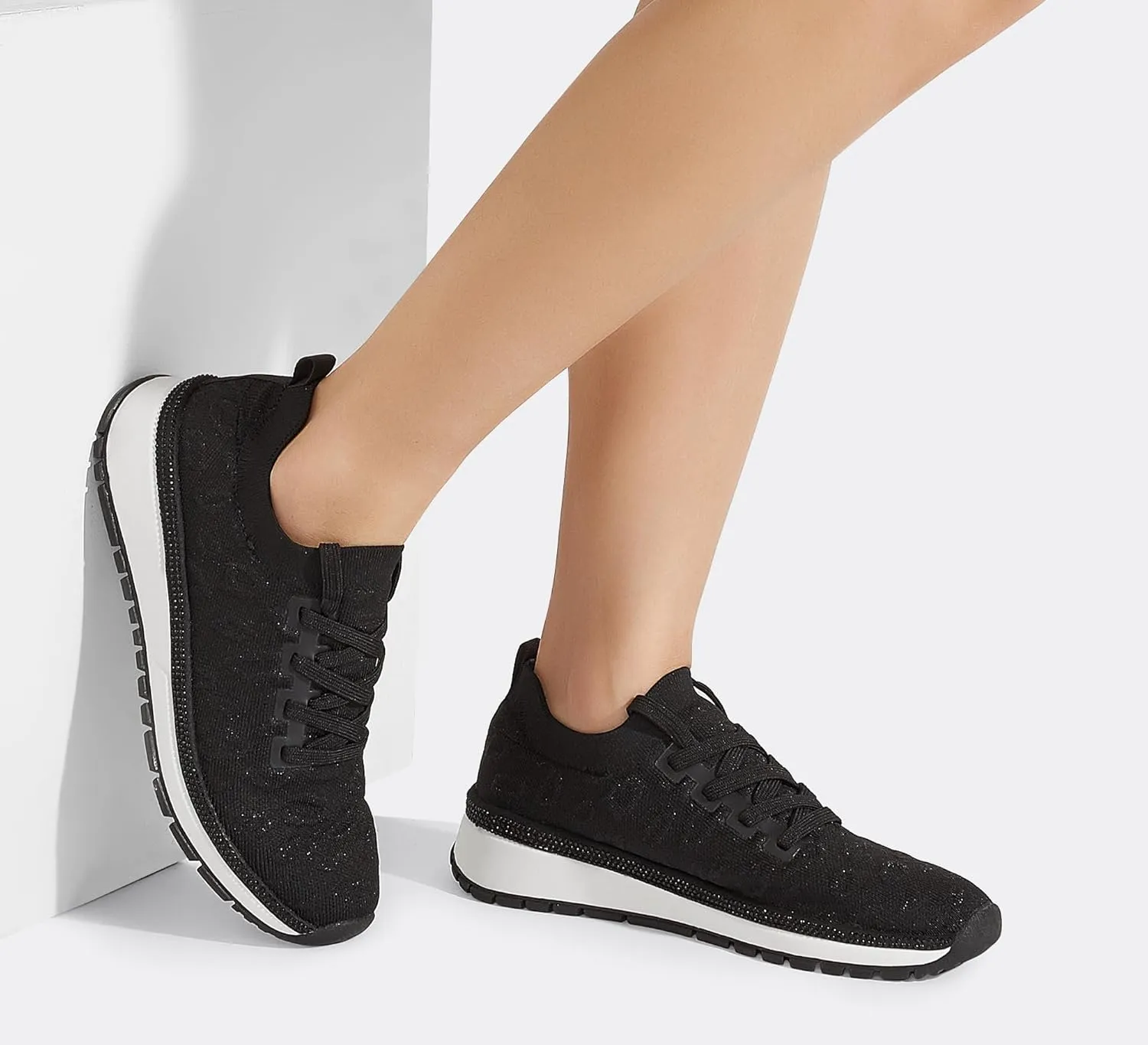 LUCKY STEP Women 's Mesh Slip on Sneaker Elastic Sock Knit Comfortable Breathable Lightweight Fashion Casual Walking Shoes