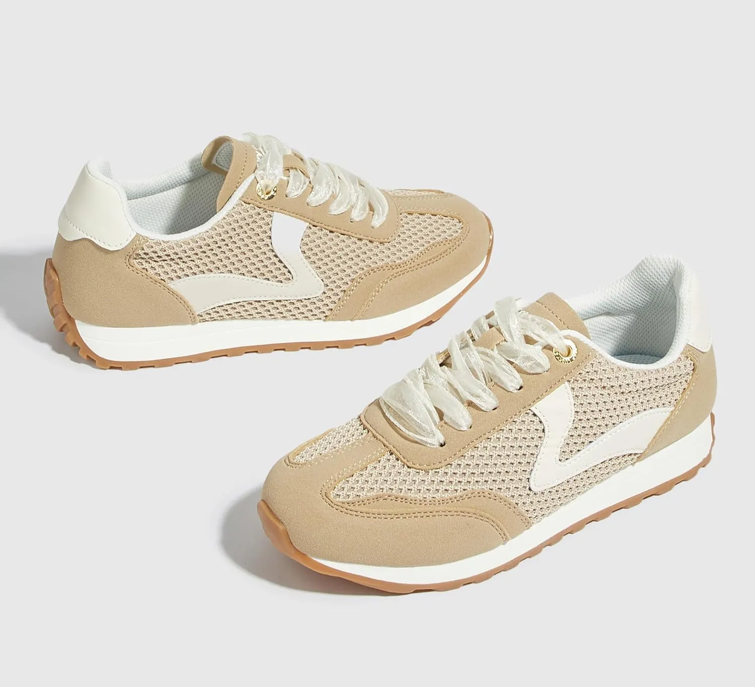 LUCKY STEP Women's Fashion Sneakers Trendy Tennis Shoes Neutral Stylish Retro Trainers Casual Running Walking Shoes