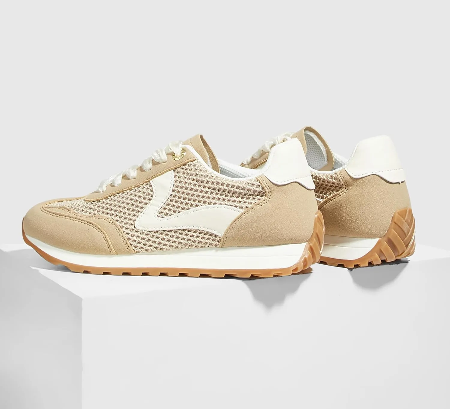 LUCKY STEP Women's Fashion Sneakers Trendy Tennis Shoes Neutral Stylish Retro Trainers Casual Running Walking Shoes