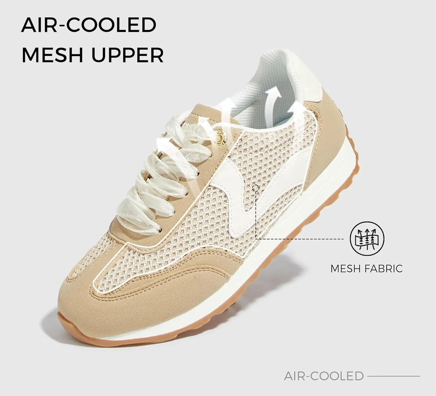 LUCKY STEP Women's Fashion Sneakers Trendy Tennis Shoes Neutral Stylish Retro Trainers Casual Running Walking Shoes