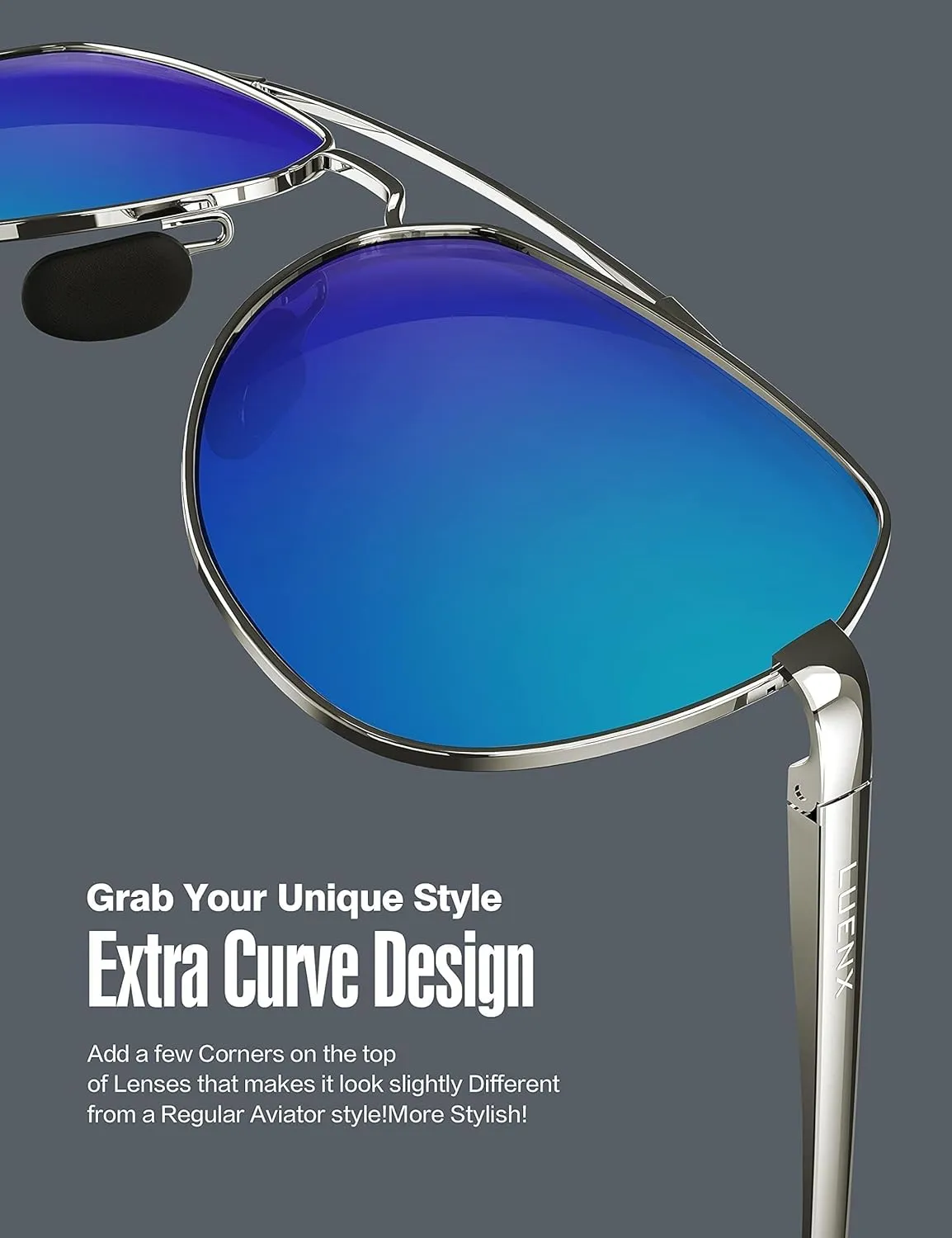 LUENX Aviator Sunglasses for Men Women Polarized New Shades Large Metal Frame - UV 400 Protection